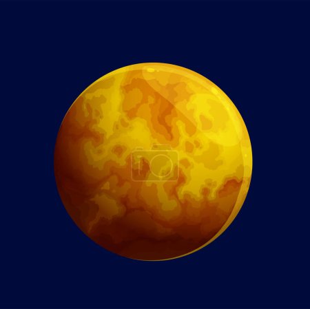 Illustration for Cartoon giant yellow space planet with lava surface, vector galaxy world game icon. Fantasy galactic and magic planet in outer space, alien earth or extraterrestrial civilization in cosmos sky - Royalty Free Image