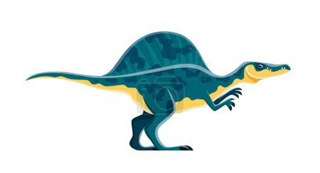 Ilustración de Personaje de dinosaurio de dibujos animados, dino Oxalaia de la colección Jurassic, vector de juguete lindo para niños. Divertido depredador de dinosaurios de dibujos animados del género Oxalaia spinosaurid, lagarto reptil educado en paleontología infantil - Imagen libre de derechos