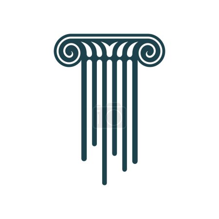 Illustration for Ancient greek pillar or roman column icon, vector lawyer, legal attorney, law and justice symbol. Antique architecture element of court, university, temple or bank, history museum or library building - Royalty Free Image