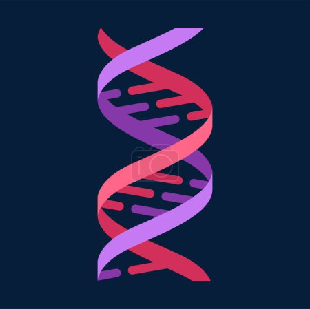 Illustration for Molecule helix spiral genetic code, cartoon sign of medical science, genetic biotechnology, chemistry biology, cell genetic code icon - Royalty Free Image
