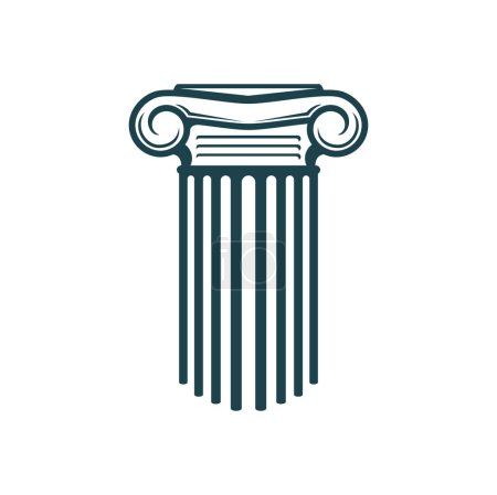 Ilustración de Antigua columna griega icono pilar, abogado legal u oficina de derecho y servicio notarial, símbolo vectorial. Firma de abogados o legislación firma empresa judicial para consejero jurídico y tribunal de derechos civiles - Imagen libre de derechos