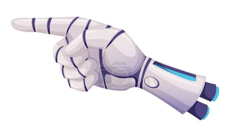 Illustration for Futuristic design of robotic mechanical arm. Vector pointing hand, cybernetic organism with artificial intelligence technology working with virtual world - Royalty Free Image