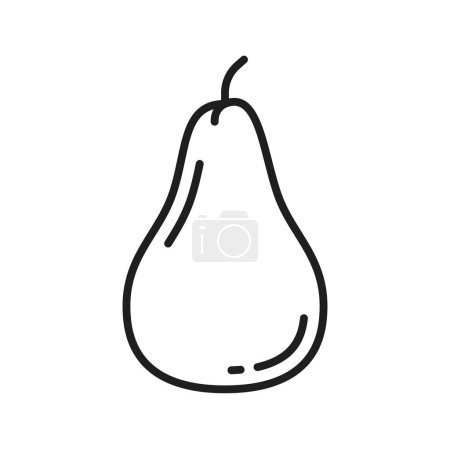 Illustration for Ripe garden pear edible fruit isolated thin line icon. Vector juicy healthy summer fruit dessert, tropical lemon guava. Sweet apple guava or forest pear - Royalty Free Image
