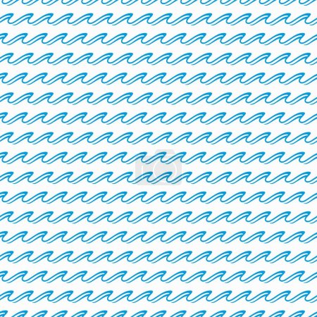 Illustration for Sea and ocean blue waves seamless pattern or wavy ripple background, vector marine tide tile. Sea wave curls and wavy surfs pattern of ocean tidal curls and nautical flow ripples for wavy pattern - Royalty Free Image