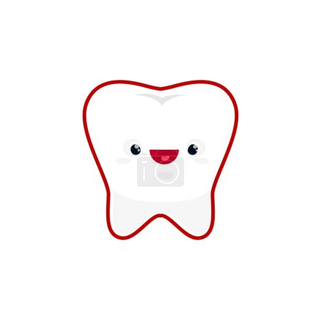 Illustration for Cartoon tooth human body organ character. Happy vector oral cavity personage, clean and white tooth with kawaii smiling face. Dentistry, stomatology health care - Royalty Free Image