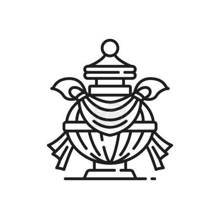 Illustration for Buddhism symbol of Bumpa vase, Buddhist religious vector icon. Tibetan Buddhism eight auspicious sign of sacred Kumbha vase from Hinduism, Buddha or Ashtamangala ritual symbol - Royalty Free Image