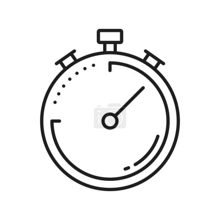 Illustration for Sport stop watch timer isolated speed tracker outline icon. Vector chronometer countdown, training counter with button, speed tracker, deadline - Royalty Free Image