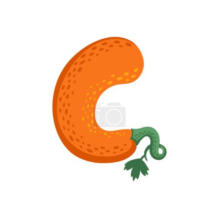 Illustration for G letter in shape of autumn gourd, typography type alphabet sign. Vector type letter element Thanksgiving day font cartoon element - Royalty Free Image