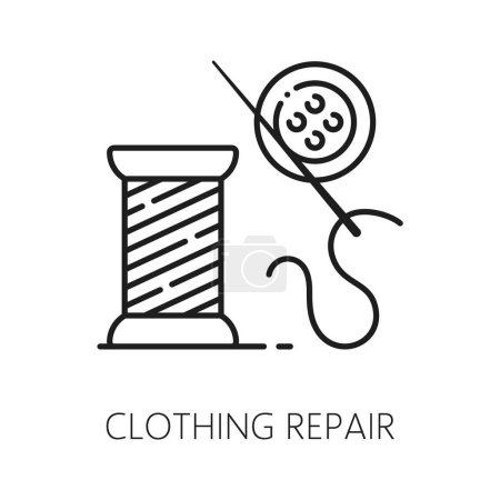 Illustration for Repairing clothing linear icon. Sewing studio, professional needlework, atelier thin line icon, hotel service cloth repairing sign - Royalty Free Image