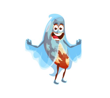 Illustration for Cartoon Halloween ghost brazil nut character. Isolated vector quirky and fun ghostly figure wear transparent sheet. Nutty playful personage with humorous appearance celebrate autumn holiday party - Royalty Free Image