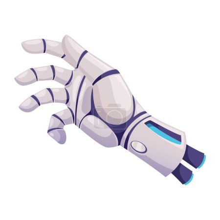 Illustration for Human hand, innovation artificial technology cyborg droid arm. Vector robotic prosthesis mechanical futuristic robot hand with metal fingers - Royalty Free Image