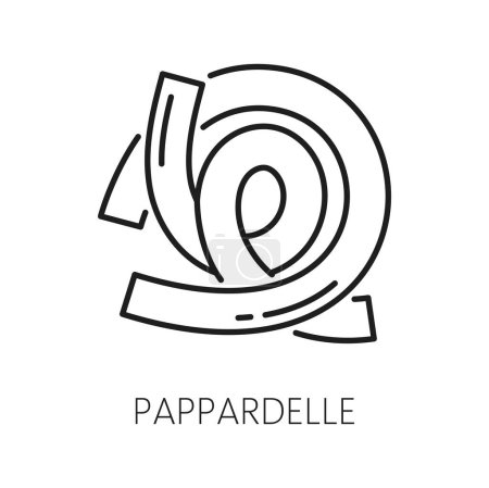 Ilustración de Huevo pappardelle pasta aislado icono de línea delgada. Vector Italia cocina, comida italiana, tipo de pasta tradicional pappardelle - Imagen libre de derechos