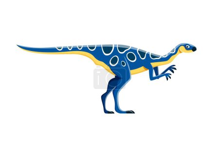 Ilustración de Dibujos animados Hypsilophodon dinosaurio carácter o dino especies extintas, vector Jurásico animal. Divertido lindo dinosaurio Hypsilophodon para niños Jurassic Park juego o personaje de dibujos animados paleontología - Imagen libre de derechos