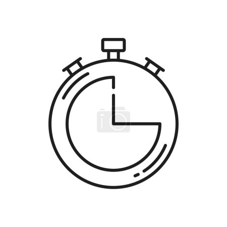 Illustration for Speed tracker, deadline symbol isolated outline icon. Vector sport stop watch timer. Thin line countdown sign, training counter with button, chronometer - Royalty Free Image