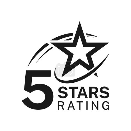 Illustration for Five star rating, best award icon of quality review or service rate, vector sign. 5 stars rating of customer satisfaction, TOP rank award or best success, service satisfaction and feedback ranking - Royalty Free Image