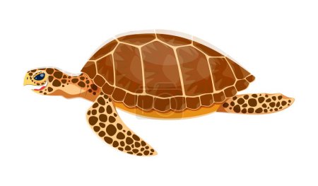 Illustration for Sea turtle animal character. Isolated cartoon vector majestic creature with hard shell and flippers, known for graceful swimming and long lifespan. Symbol of endurance, and beauty of marine ecosystems - Royalty Free Image