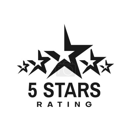 Illustration for Five star rating, best award icon, service quality or rate review vector symbol. 5 stars rating icon for customer satisfaction, TOP best rank award or high quality service and opinion feedback - Royalty Free Image