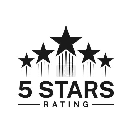 Illustration for 5 five star rate or review and best award icon of service satisfaction and opinion, vector symbol. 5 five star top rank or top favorite and high quality feedback or positive opinion rating icon - Royalty Free Image