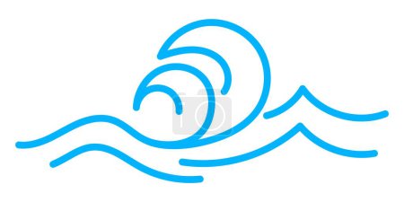 Illustration for Wave line icon, sea and ocean ripple water. Isolated vector sleek and minimalist gentle ripple, symbolizing tranquility and the power of nature. Blue linear shape or splash on pond or river surface - Royalty Free Image