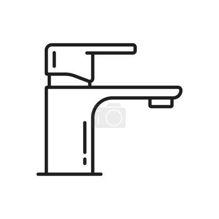 Illustration for Bathroom ball faucet and kitchen tap thin line icon. Kitchen water mixer, home bath sink faucet or bathroom spigot valve thin line vector icon. House bathtub watertap linear sign or symbol - Royalty Free Image