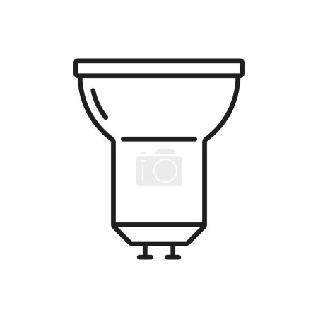 Illustration for Halogen light and bulb LED lamp outline icon. Modern energy efficient lamp line pictogram, electricity saving lightbulb with GU10 socket or eco illumination technology outline vector symbol or icon - Royalty Free Image