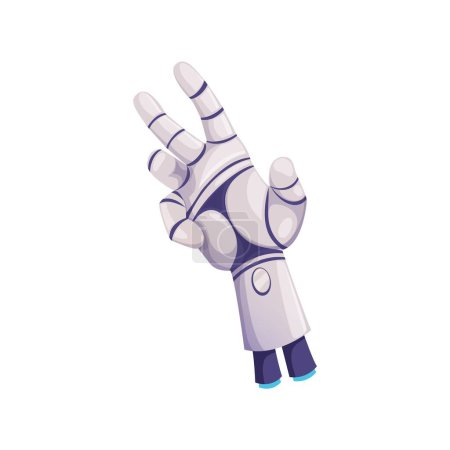Téléchargez les illustrations : Main artificielle robotique avec doigts en métal, prothèse de médecine de l'innovation, bras d'invalidité handicapé. Vecteur handicapé homme cyborg palmier membre - en licence libre de droit