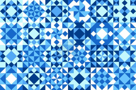Illustration for Blue ceramic tile pattern, mosaic Spanish, Moroccan or Portuguese floor tile texture, vector background. Blue ceramic geometric seamless pattern of Arabesque or azulejo square floral pattern - Royalty Free Image
