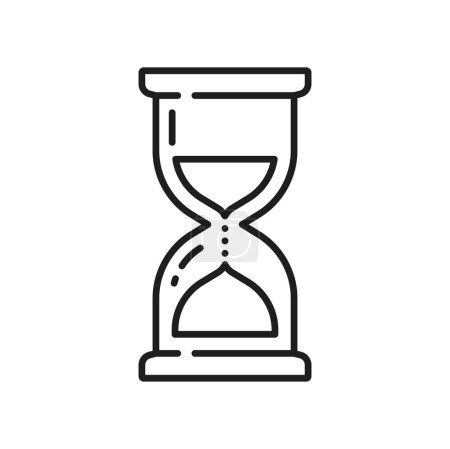 Hourglass isolated sand clock, countdown timer outline icon. Vector vintage retro clock, watch measuring time. Time-management, measuring device