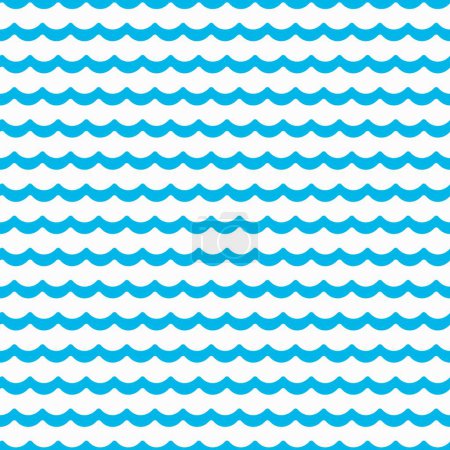 Illustration for Sea and ocean blue water waves seamless pattern with ripple texture. Vector background of marine nature with blue wavy lines ornament. Water surf, tide stream or flow waves pattern, nautical motif - Royalty Free Image
