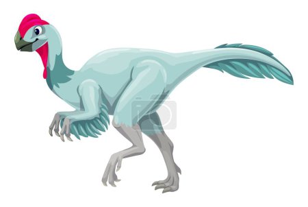 Illustration for Elmisaurus dinosaur cartoon character. Prehistoric lizard, extinct reptile or Jurassic era animal, Elmisaurus comical vector personage. Paleontology dinosaur happy character or cheerful mascot - Royalty Free Image