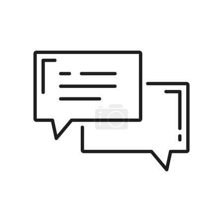 Illustration for Speech balloon chat bubble thin line icon. Vector outline empty conversation or communication frame talk say chat box, speech bubble, comment or gossip - Royalty Free Image