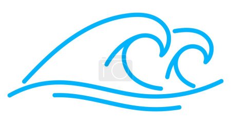 Illustration for Wave line icon, sea and ocean ripple of water surf with swirl splash, vector marine symbol. Wave outline of water flow sea tide or ocean beach wavy ripple curve and storm wave of river stream - Royalty Free Image