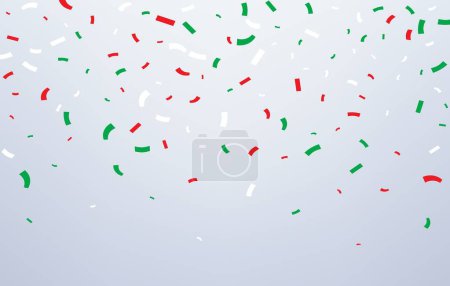 Illustration for Mexico red, green and white confetti. Independence day background, creating a joyful atmosphere of national pride, patriotic spirit and excitement. Celebration of the holiday cultural heritage - Royalty Free Image