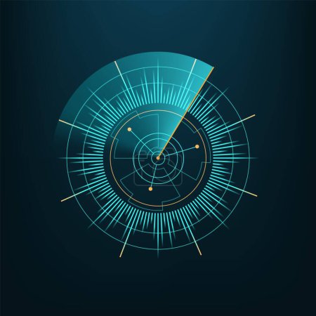 Illustration for Round circle futuristic chart, HUD interface, space game ui vector element. Future technology digital screen infographic graph with hologram circular frame, abstract diagram, data visualization chart - Royalty Free Image