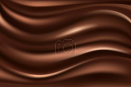 Illustration for Brown chocolate wave background. Vector smooth, rich, and indulgent. A decadent blend of deep cocoa hues, swirling in graceful waves. Cocoa texture creating a luxurious and tempting visual treat - Royalty Free Image