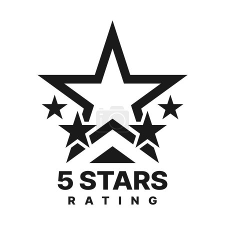 Illustration for Five stars rating, best award icon of service quality review. 5 rate stars vector silhouettes, customer satisfaction feedback, top choice, high quality, first place prize and reward symbol - Royalty Free Image