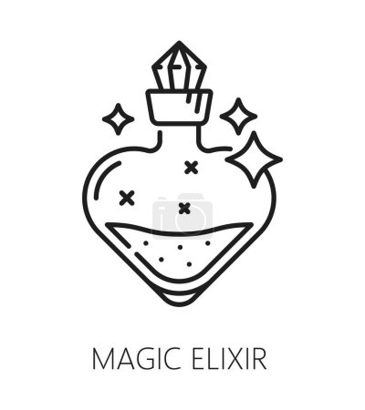 Illustration for Magic elixir. Witchcraft and magic icon. Mystery, esoteric, astrology symbol. Tarot or esoteric object, wizard or witch love potion outline vector symbol, sorcery magic spell linear icon or sign - Royalty Free Image
