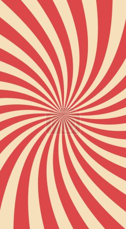 Illustration for Circus retro sunlight rays background layout, vintage sunbeam burst. Chapiteau circus poster, show ticket red spiral beam or carnival ray pattern vector wallpaper. Party invitation stripped backdrop - Royalty Free Image