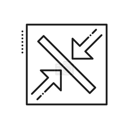 Illustration for Resize and scale vector line icon. Reduce, zoom and change, expand symbol. Scaling, increase, decrease, arrows changing size, maximize and smaller - Royalty Free Image