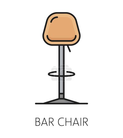 Téléchargez les illustrations : Bar chaise icône de meubles, intérieur de la maison. Bar, restaurant ou pub pictogramme de contour de meubles modernes, chaise d'appartement ou maison salle à manger élément de design intérieur ou élément icône vectorielle linéaire ou symbole - en licence libre de droit