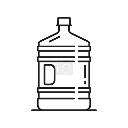 Ilustración de Depósito de agua de plástico, galón de agua de emergencia icono del contorno del contenedor de suministro. Vector de agua fresca refrescante en barril grande o recipiente, paquete de agua - Imagen libre de derechos