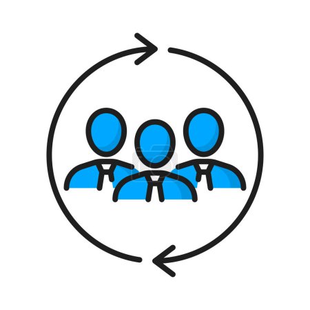Illustration for Business people teamwork, leaders partnership, exchange and cooperation color ERP icon. Vector enterprise resource planning, partners change - Royalty Free Image
