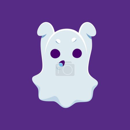 Illustration for Cartoon cute kawaii halloween ghost monster character with wide eyes on a mischievous face and raised arms playfully saying boo, while trying to frighten. Vector charming, spooky and adorable spirit - Royalty Free Image