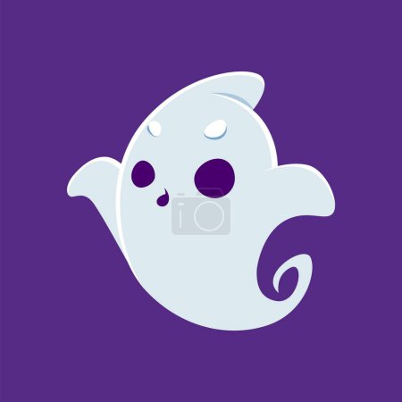 Illustration for Cartoon cute kawaii halloween ghost monster character. Adorable vector phantom with a mischievous charm, playfully frightens with a cheerful boo, adding a cute and friendly twist to the spooky theme - Royalty Free Image