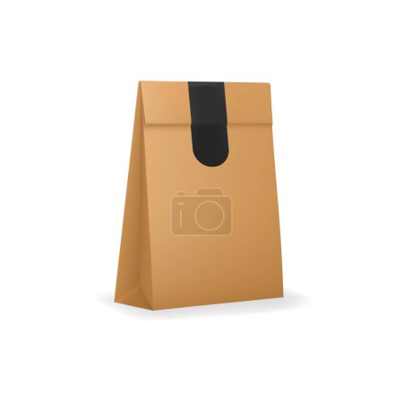 Téléchargez les illustrations : Modélisation vectorielle de sac à provisions en papier carton. Emballage en carton, emballage de produits en papier de magasin ou modèle vectoriel 3D de sac à papier d'achat au détail. Boutique shopping bag mannequin réaliste ou modèle de conception - en licence libre de droit