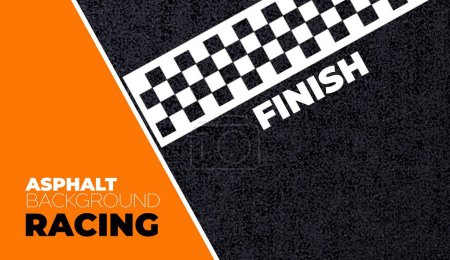 Illustration for Realistic race track asphalt finished line. Vector background or banner for racing competition or tournament with black and white checkered marking and lines on textured asphalted road coating - Royalty Free Image