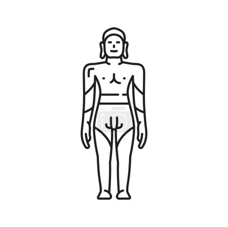 Ilustración de Símbolo jainista de la estatua de Bahubali, de la religión jainista y del icono vectorial de Tirthankara. Estatua de Bahubali, Kammateswara o Gommateshwara símbolo de Ashtamangala y Jain filosofía religiosa - Imagen libre de derechos