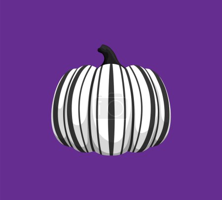 Illustration for Cartoon Halloween pumpkin with holiday stripes ornament pattern for horror night, vector decor. Halloween holiday decoration pumpkin painted in black creepy lines for trick or treat party - Royalty Free Image