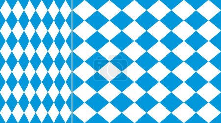 Téléchargez les illustrations : Modèle bavarois, fond Oktoberfest, drapeau losange bleu blanc allemand. Modèle vectoriel sans couture de formes géométriques diamantées, fond de festival Oktoberfest, fond de fête de la bière ou de fête - en licence libre de droit