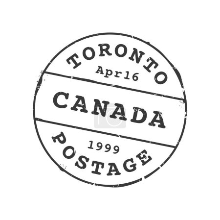 Illustration for Toronto postage and postal stamp. Postcard Canada town ink stamp, letter Toronto city aged vector seal or postage parcel or departure country or Canadian region postmark vintage imprint - Royalty Free Image